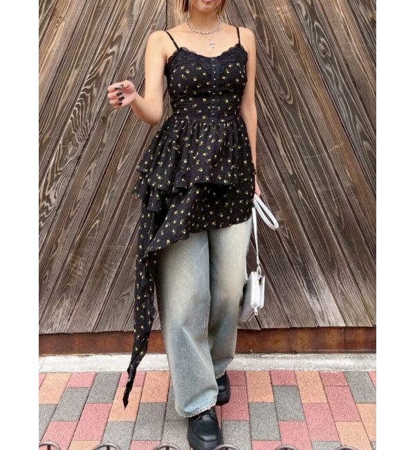 EVRIS「レースドッキングアシンメトリーミニワンピース」|ワンピース|