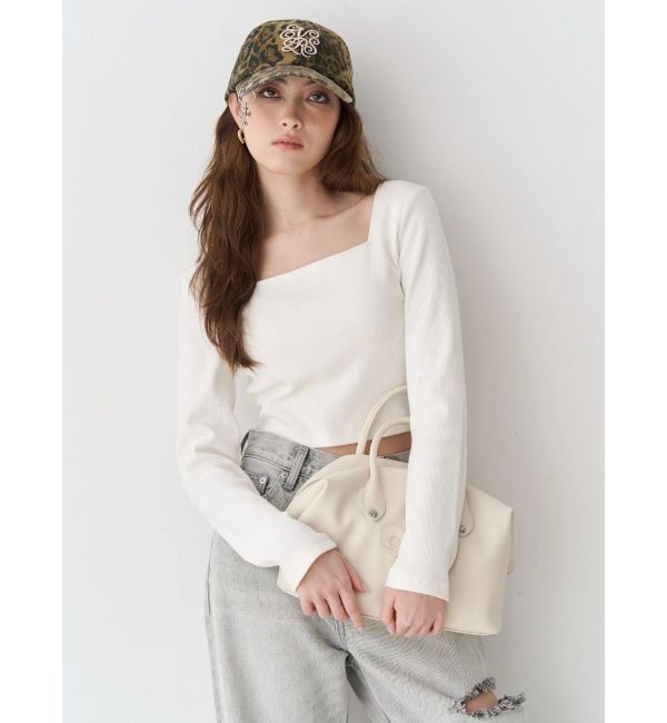 EVRIS「バックリボンスクエアネックリブトップス」|Tシャツ・カットソー|