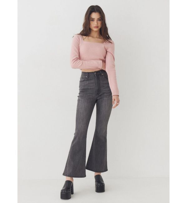 EVRIS「バックリボンスクエアネックリブトップス」|Tシャツ・カットソー|