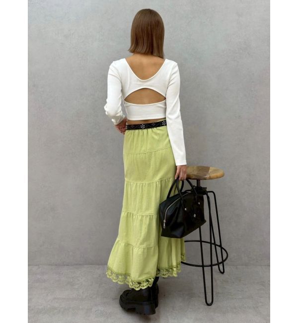 EVRIS「バックリボンスクエアネックリブトップス」|Tシャツ・カットソー|