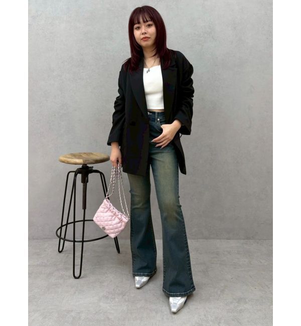 EVRIS「バックリボンスクエアネックリブトップス」|Tシャツ・カットソー|