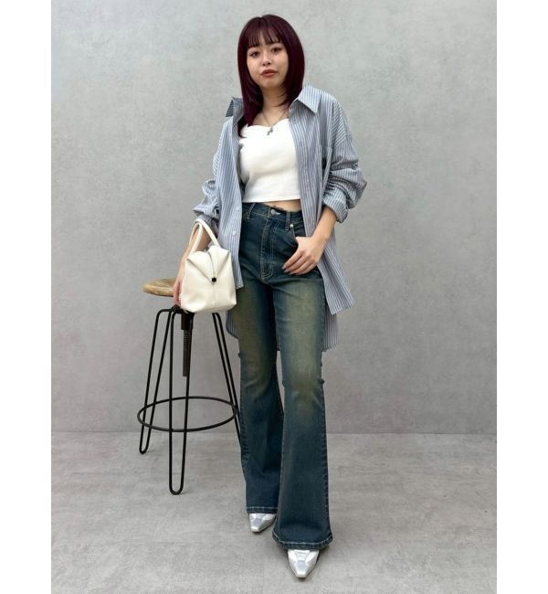 EVRIS「バックリボンスクエアネックリブトップス」|Tシャツ・カットソー|