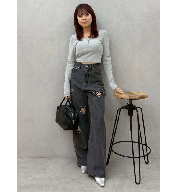 EVRIS「バックリボンスクエアネックリブトップス」|Tシャツ・カットソー|