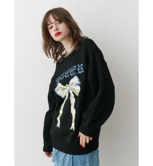 jouetie「リボンジャガードルーズニット」|ニット・セーター|