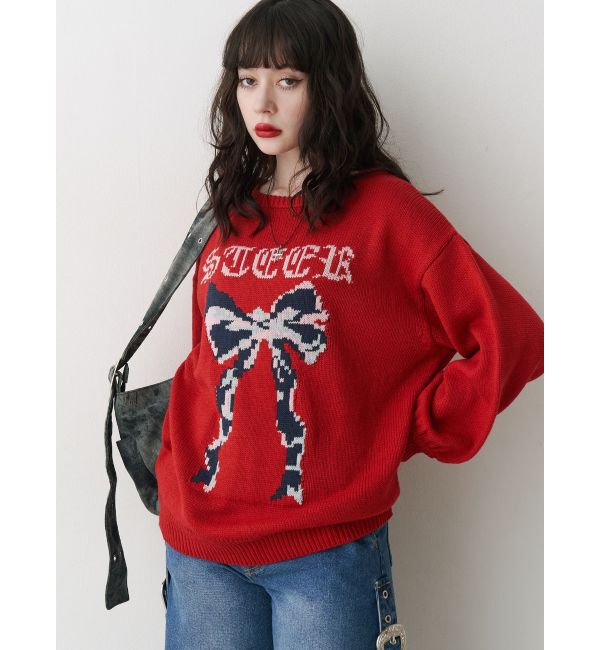 jouetie「リボンジャガードルーズニット」|ニット・セーター|