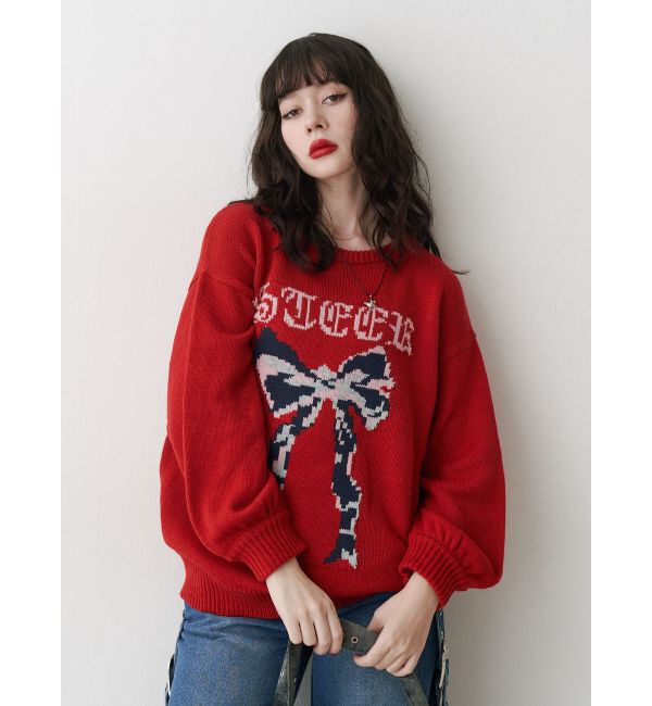 jouetie「リボンジャガードルーズニット」|ニット・セーター|
