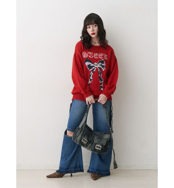 jouetie「リボンジャガードルーズニット」|ニット・セーター|