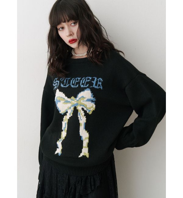 jouetie「リボンジャガードルーズニット」|ニット・セーター|