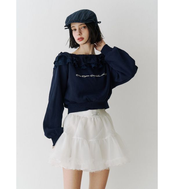 jouetie「レースドッキングオフショルプルオーバー【セットアップ対応】」|スウェット・ジャージ|