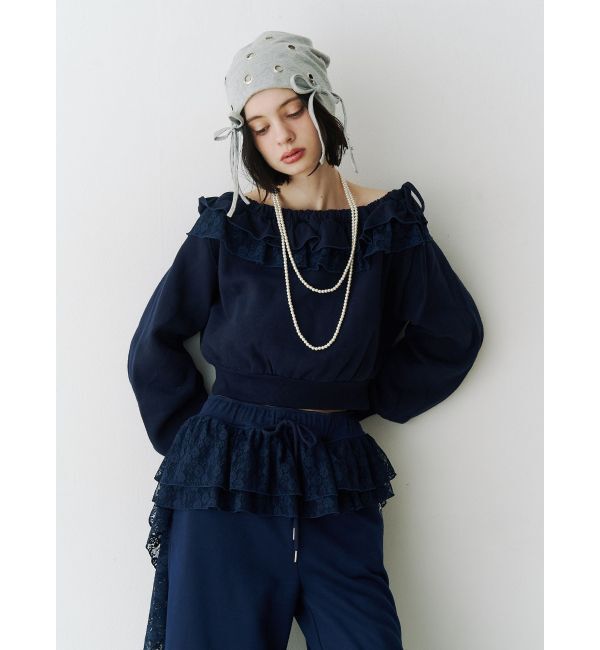 jouetie「レースドッキングオフショルプルオーバー【セットアップ対応】」|スウェット・ジャージ|