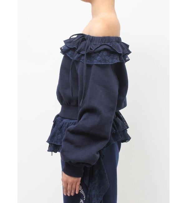 jouetie「レースドッキングオフショルプルオーバー【セットアップ対応】」|スウェット・ジャージ|