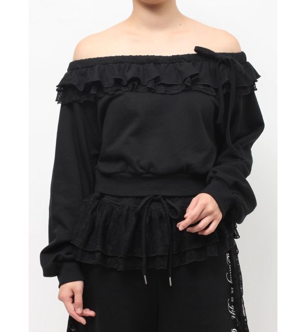 jouetie「レースドッキングオフショルプルオーバー【セットアップ対応】」|スウェット・ジャージ|