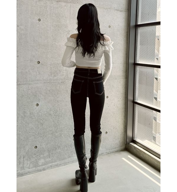 GYDA「フリルリブトップス」|Tシャツ・カットソー|