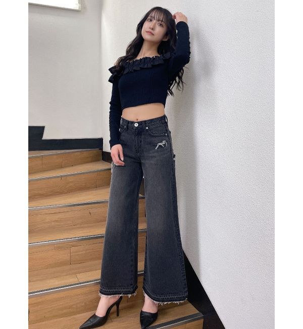 GYDA「フリルリブトップス」|Tシャツ・カットソー|