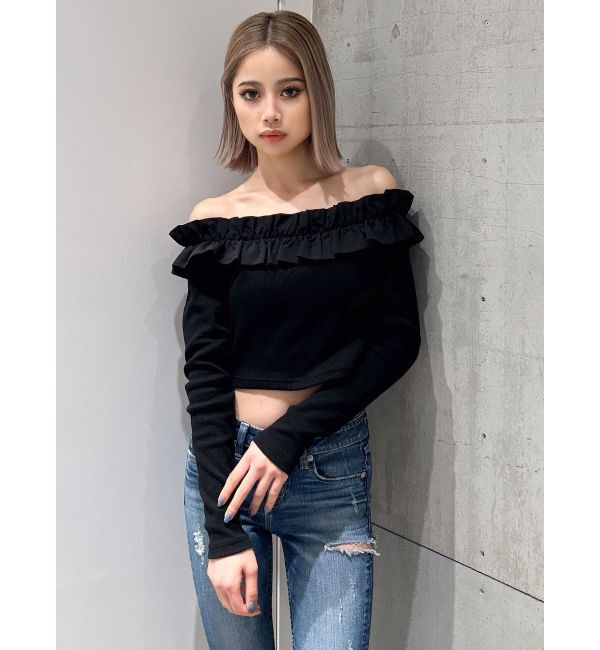 GYDA「フリルリブトップス」|Tシャツ・カットソー|