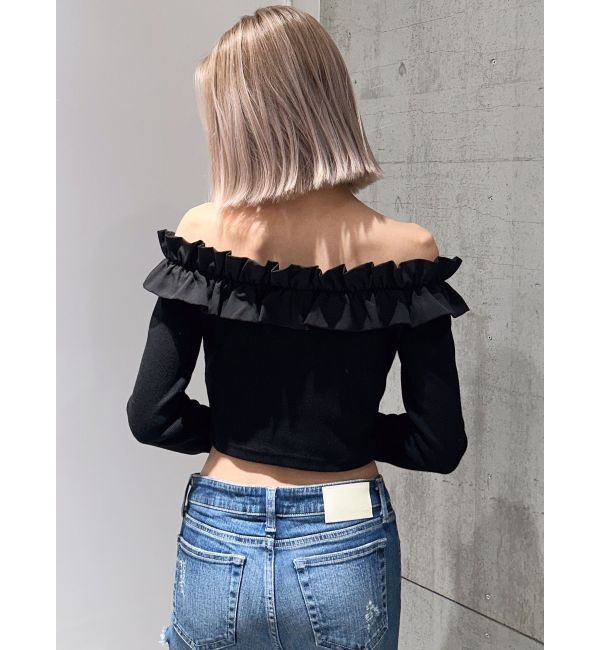 GYDA「フリルリブトップス」|Tシャツ・カットソー|