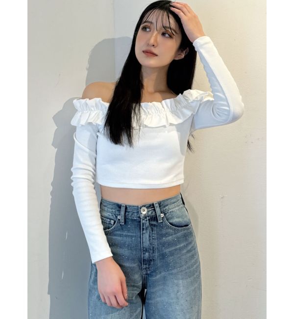 GYDA「フリルリブトップス」|Tシャツ・カットソー|