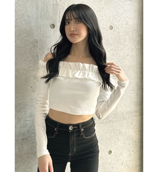 GYDA「フリルリブトップス」|Tシャツ・カットソー|
