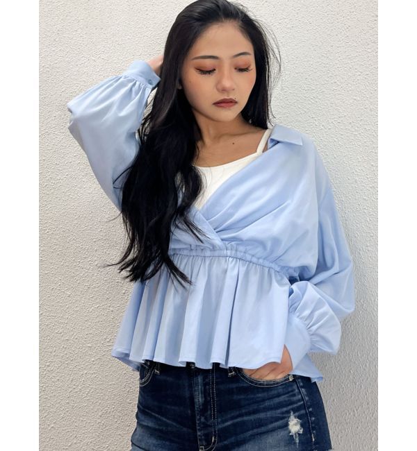 GYDA「キャミレイヤードオフショルペプラムシャツ」|シャツ・ブラウス|