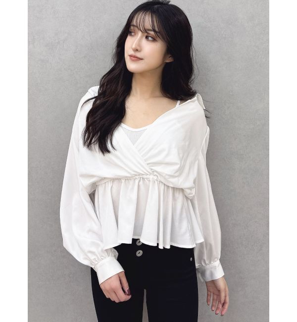 GYDA「キャミレイヤードオフショルペプラムシャツ」|シャツ・ブラウス|