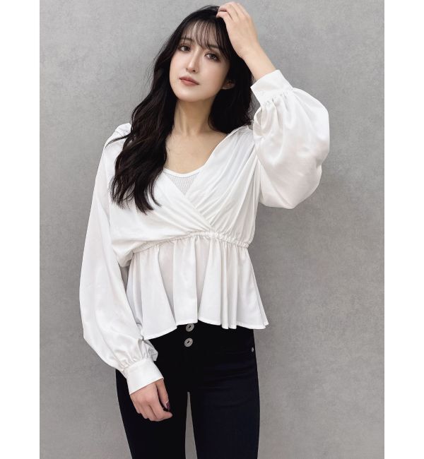 GYDA「キャミレイヤードオフショルペプラムシャツ」|シャツ・ブラウス|