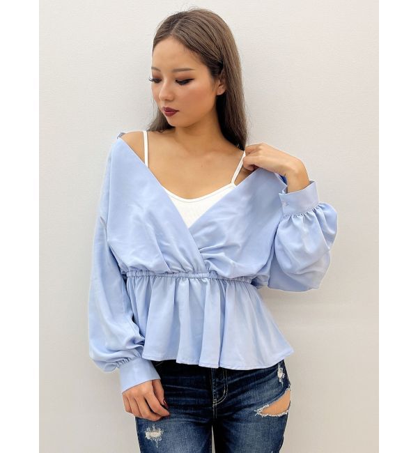 GYDA「キャミレイヤードオフショルペプラムシャツ」|シャツ・ブラウス|