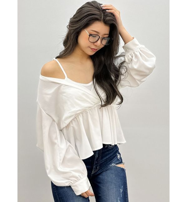 GYDA「キャミレイヤードオフショルペプラムシャツ」|シャツ・ブラウス|