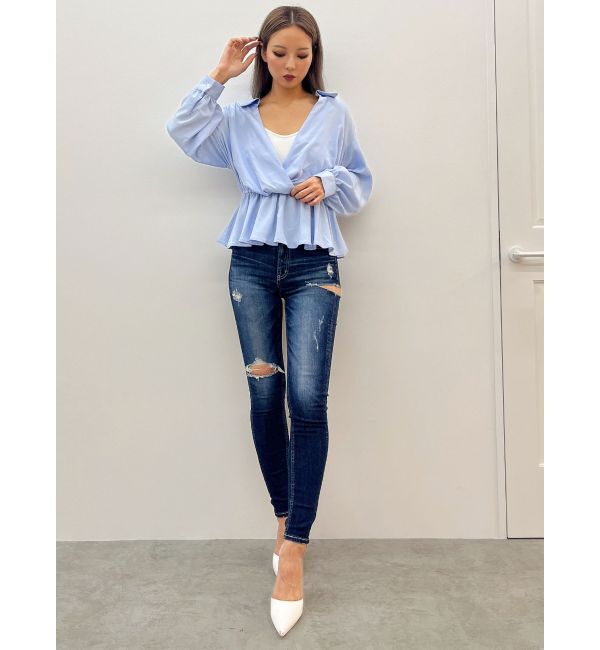 GYDA「キャミレイヤードオフショルペプラムシャツ」|シャツ・ブラウス|