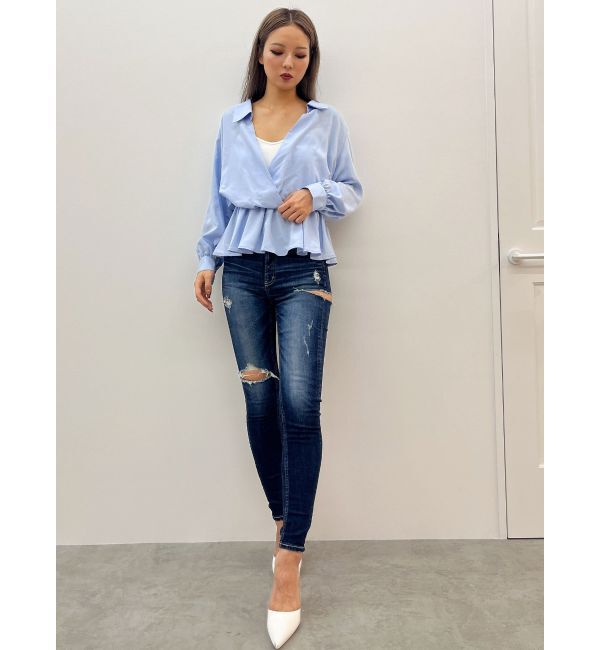 GYDA「キャミレイヤードオフショルペプラムシャツ」|シャツ・ブラウス|