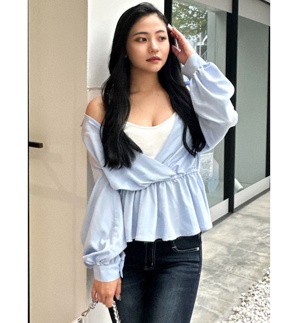 GYDA「キャミレイヤードオフショルペプラムシャツ」|シャツ・ブラウス|