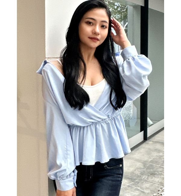 GYDA「キャミレイヤードオフショルペプラムシャツ」|シャツ・ブラウス|