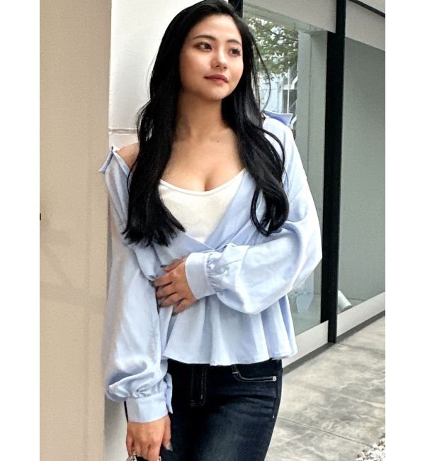 GYDA「キャミレイヤードオフショルペプラムシャツ」|シャツ・ブラウス|