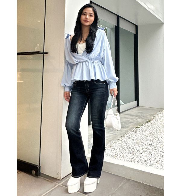 GYDA「キャミレイヤードオフショルペプラムシャツ」|シャツ・ブラウス|