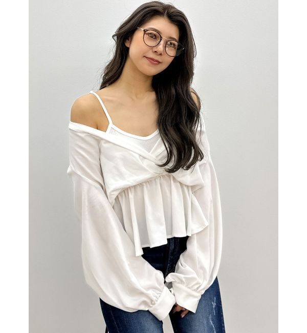 GYDA「キャミレイヤードオフショルペプラムシャツ」|シャツ・ブラウス|