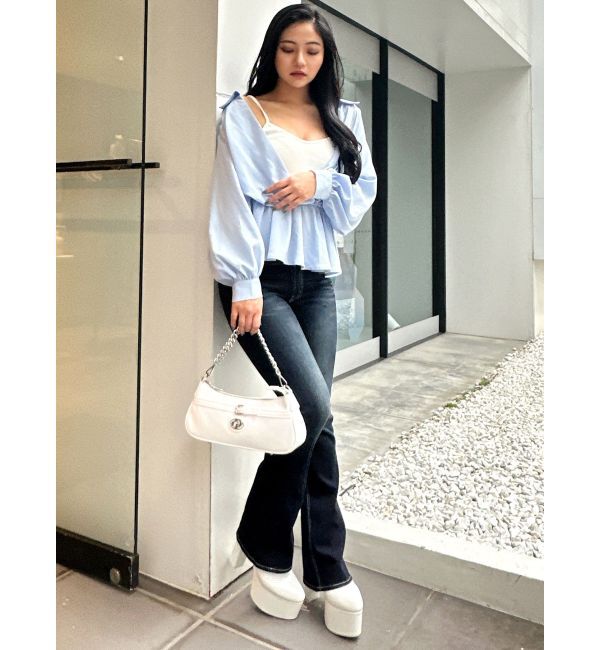 GYDA「キャミレイヤードオフショルペプラムシャツ」|シャツ・ブラウス|