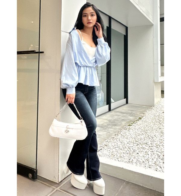 GYDA「キャミレイヤードオフショルペプラムシャツ」|シャツ・ブラウス|