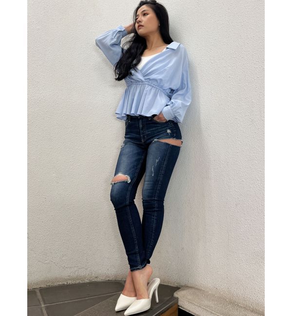 GYDA「キャミレイヤードオフショルペプラムシャツ」|シャツ・ブラウス|