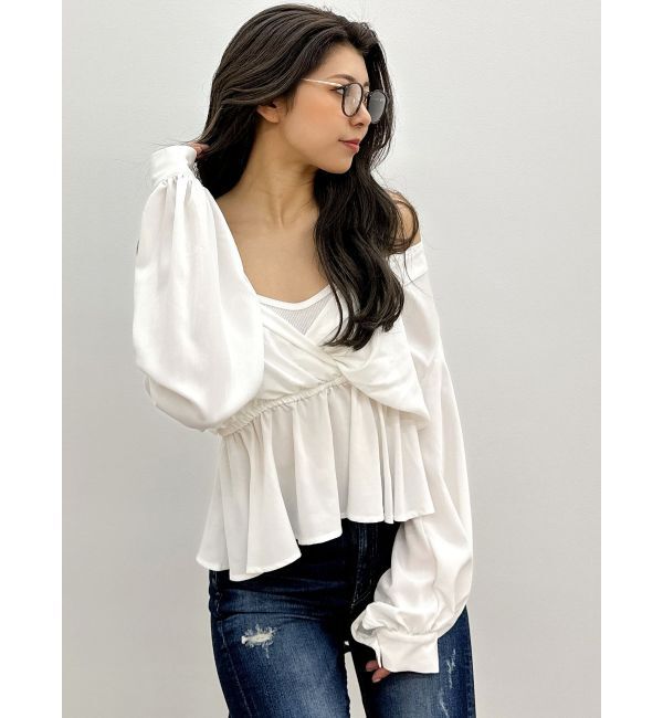 GYDA「キャミレイヤードオフショルペプラムシャツ」|シャツ・ブラウス|