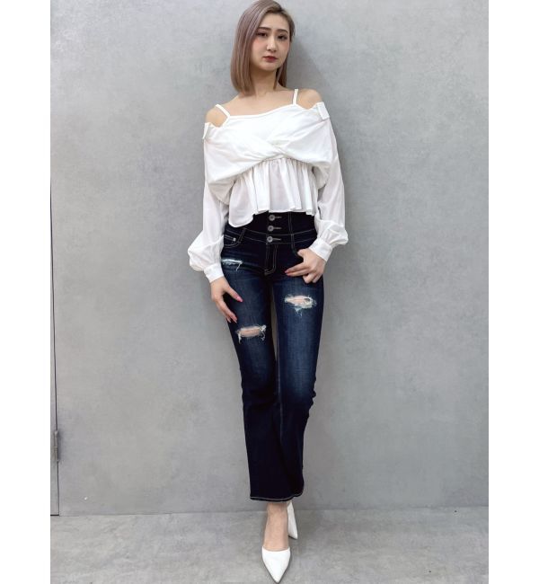 GYDA「キャミレイヤードオフショルペプラムシャツ」|シャツ・ブラウス|