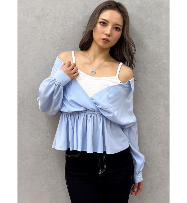 GYDA「キャミレイヤードオフショルペプラムシャツ」|シャツ・ブラウス|