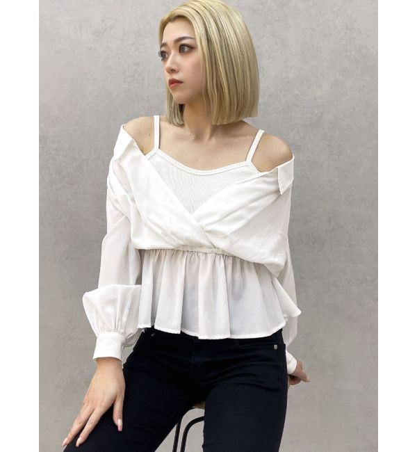 GYDA「キャミレイヤードオフショルペプラムシャツ」|シャツ・ブラウス|