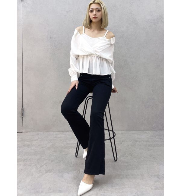 GYDA「キャミレイヤードオフショルペプラムシャツ」|シャツ・ブラウス|