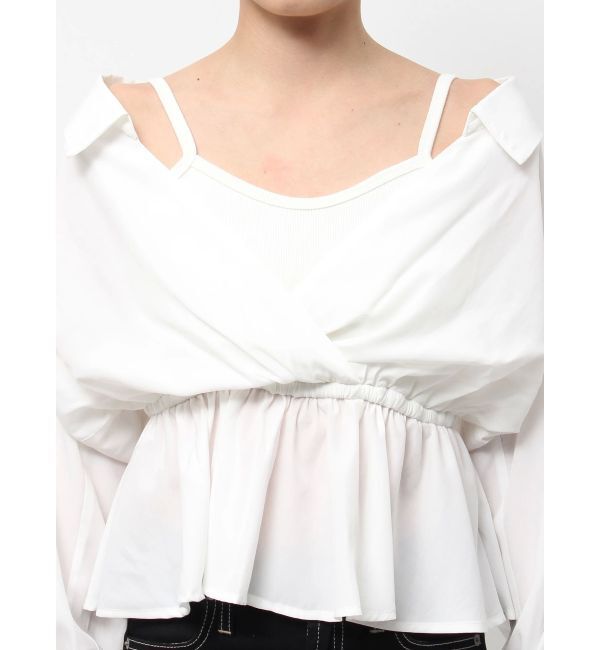 GYDA「キャミレイヤードオフショルペプラムシャツ」|シャツ・ブラウス|