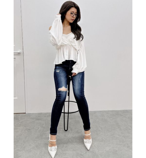 GYDA「キャミレイヤードオフショルペプラムシャツ」|シャツ・ブラウス|