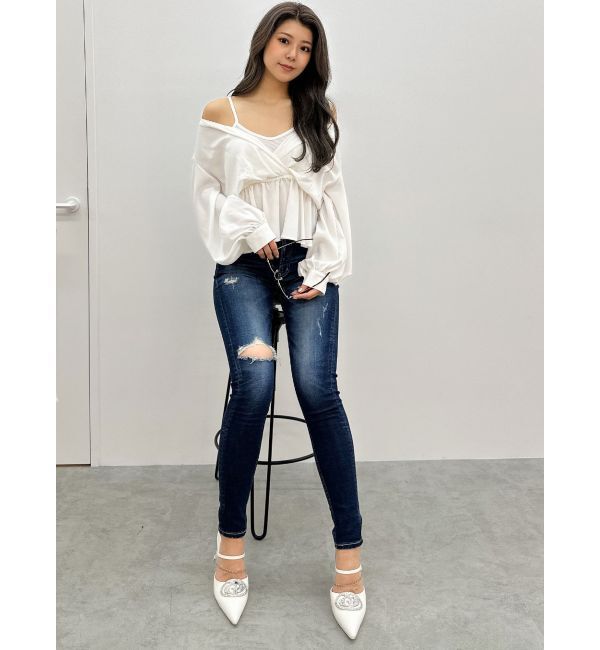 GYDA「キャミレイヤードオフショルペプラムシャツ」|シャツ・ブラウス|