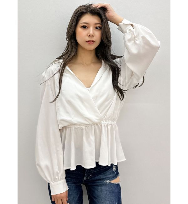 GYDA「キャミレイヤードオフショルペプラムシャツ」|シャツ・ブラウス|