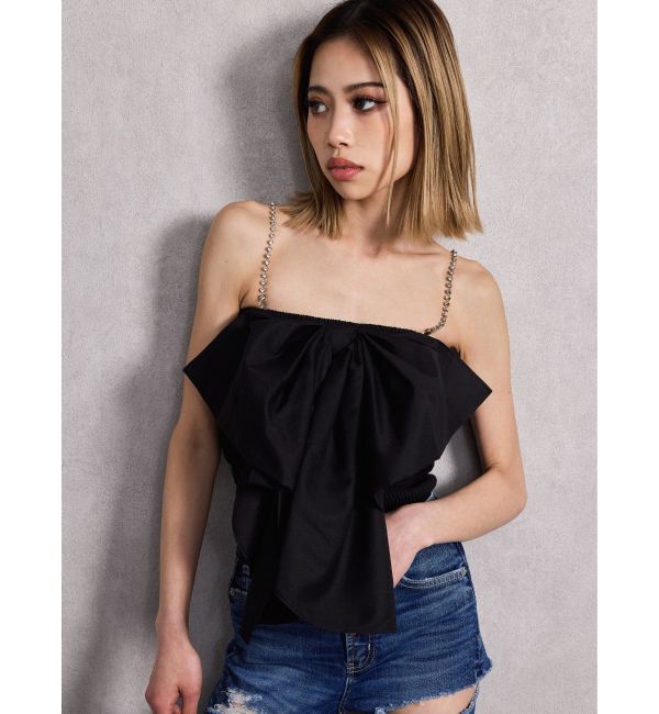 GYDA「ビジューストーンストラップ2WAYリボンブラウス」|シャツ・ブラウス|