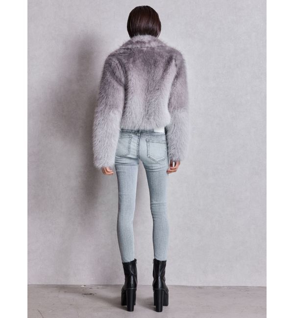 GYDA「ハイウエスト GD bijou MOLDフロントZIPスキニーデニムパンツ」|デニム|