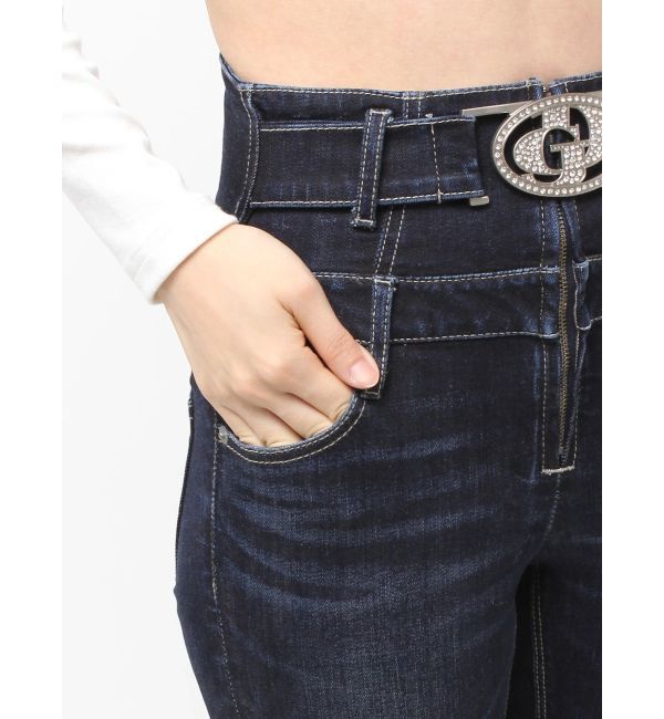 GYDA「ハイウエスト GD bijou MOLDフロントZIPスキニーデニムパンツ」|デニム|