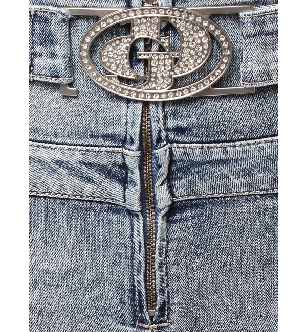 GYDA「ハイウエスト GD bijou MOLDフロントZIPスキニーデニムパンツ」|デニム|